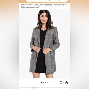 SHEIN Women's Gray Plaid Blazer